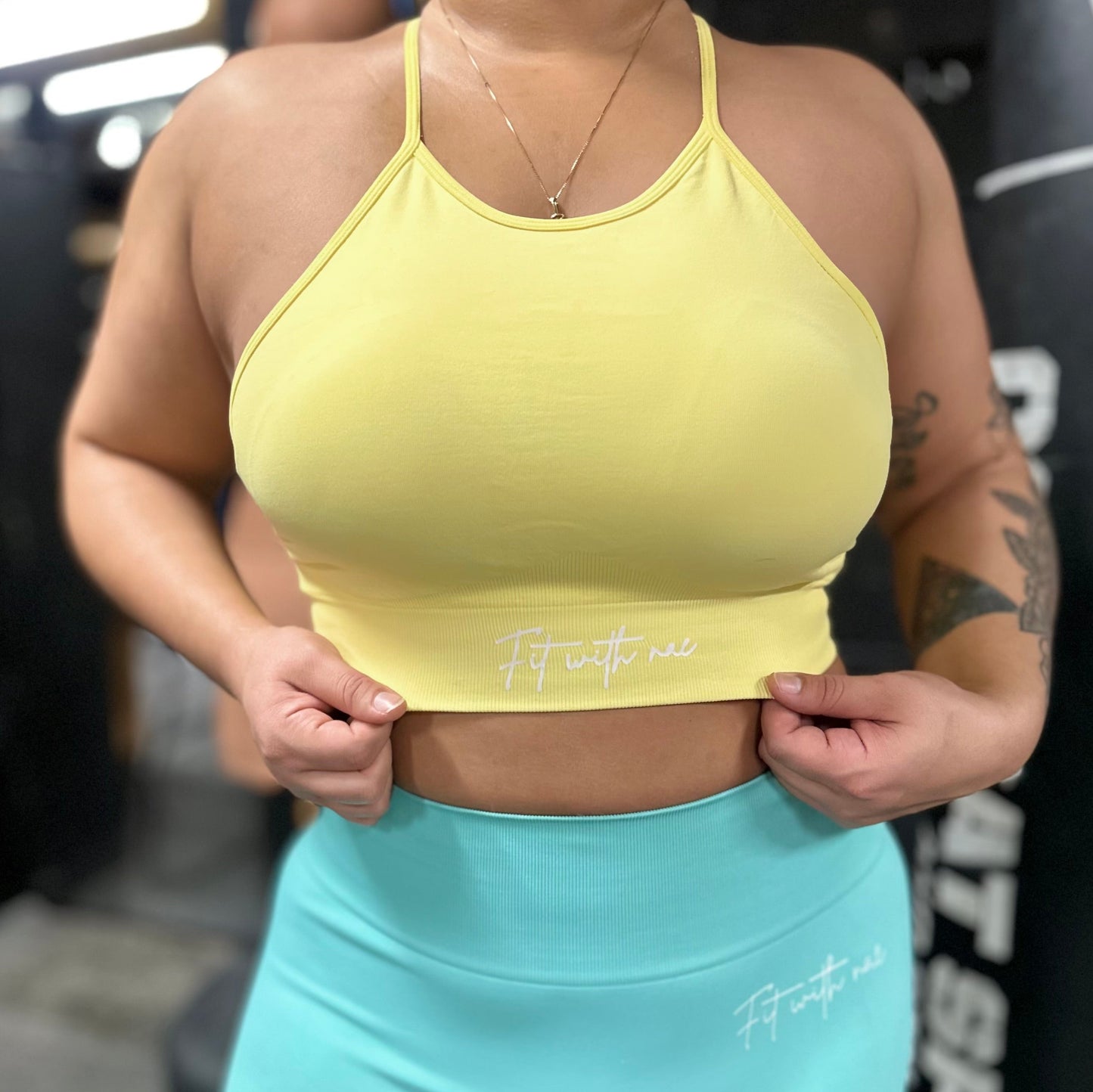 Peeps Yellow: Halter Sports Bra