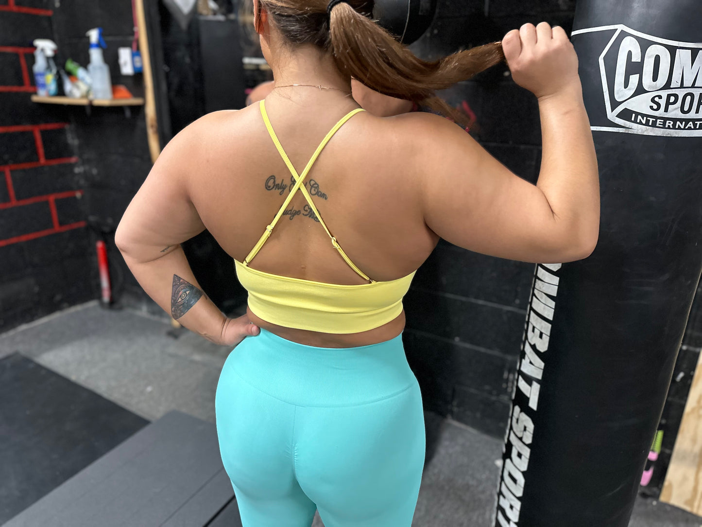 Peeps Yellow: Halter Sports Bra