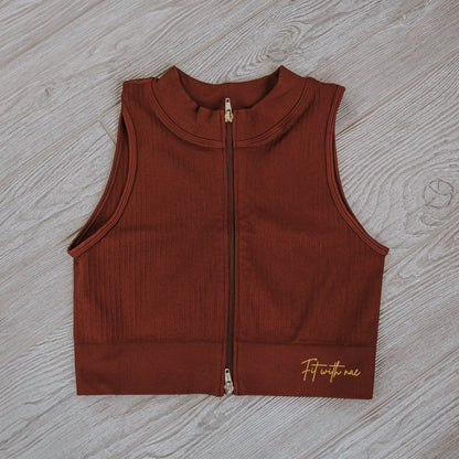 Coffee Sleeveless Top