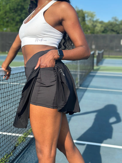 Criss-Cross Black Tennis Skirt