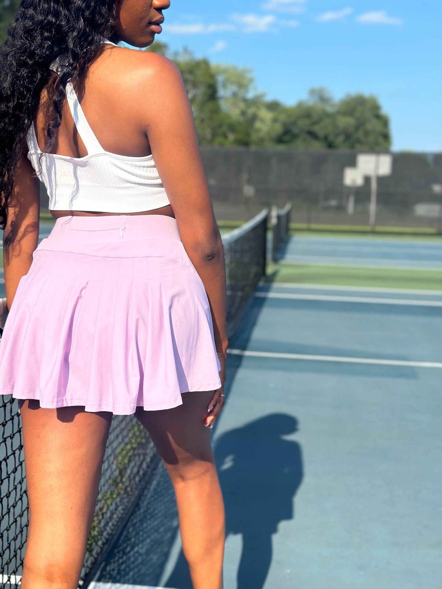 Dusty Pink Mid-Rise Tennis Skort