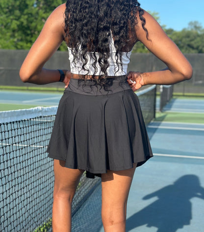 Criss-Cross Black Tennis Skirt